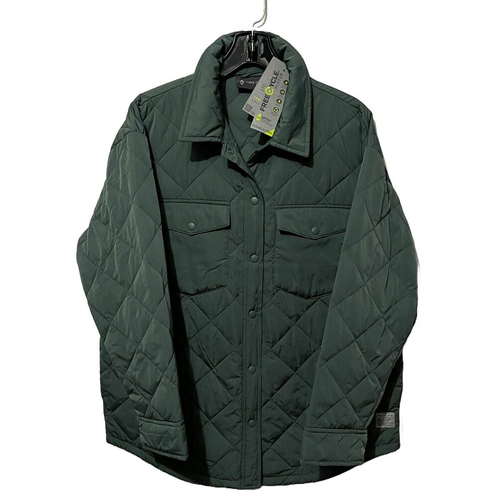 NWT Free Country Womens Large Green Trailblazer Quilted Oversized Shacket Jacket